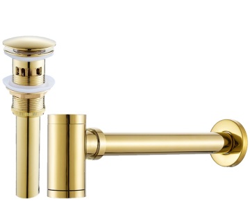 Bottle Trap Brass Round Siphon Black Chrome Gold P-TRAP for Bathroom Vanity Basin