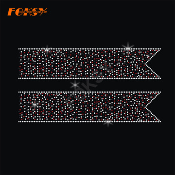 Cheer Bow Rhinestone Strips Iron On Heat Motif