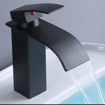 Black Waterfall Washbasin Faucet - 304 Stainless Steel Hot and Cold Bathroom Four-Way Basin Faucet