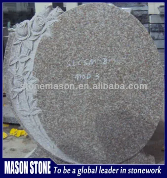 slab engraved rose round headstone