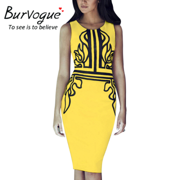 Burvogue women casual dresses fashion skirt sleeveless party dress elegant