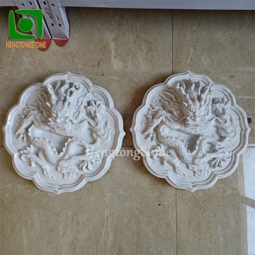 Chinese Style Dragon Relief Carving in White Marble