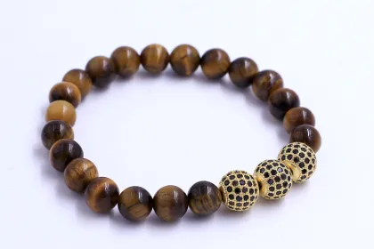 Handmade Ziron Tiger Eye Stone Beads Bracelet