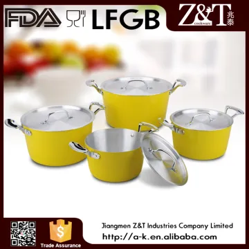 New product yellow 8pcs aluminum sauce pot