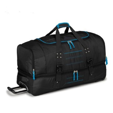 Drop bottom wheeled padded hand luggage
