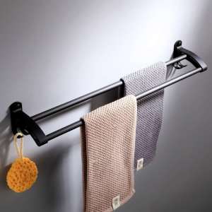 Space Aluminium Spray schwarz matt schwarz doppelbar Handtuchhalter an der Wand mit Haken montiert