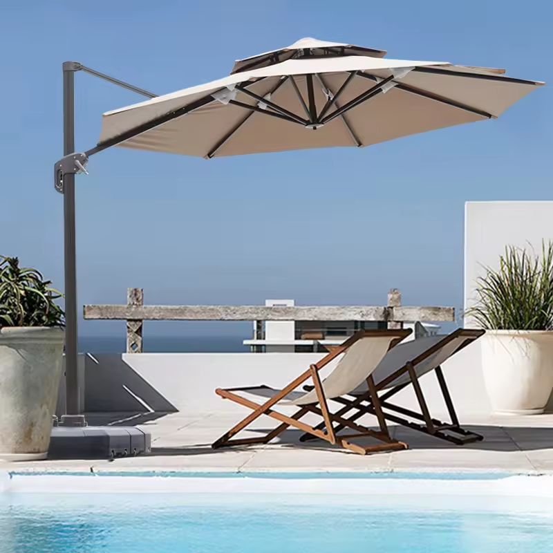 Mobili per esterni piscina ombrello ombrello ombrello del mercato dell'ombra solare con copertura sospesa