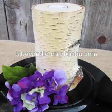 natural white birch wood tea light candle holder/wedding decorative glass candle holder