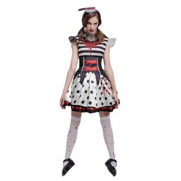 High-Quality Polka Dot Skirt Clown Horror Halloween Costume for Girls
