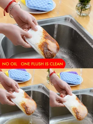 Microfiber Reuseable Durable Scrub Duty Scouring Sponge Pad