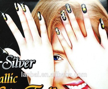 2015 New eco friendly 3D gold sliver nail foils Metallic gilow in the dark glitter nail sticker