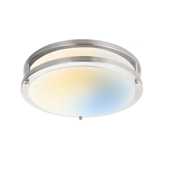 Etl Certified 12\" LED Ceiling Light: Flush Mount, Dimmable, Black, Dual Ring Design with Selectable Light Colors for Damp Locations