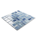 Blue Glass Mosaic Peel Stick Backsplash Art Tiles