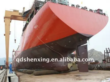 Ship landing and launching by rubber ship airbag