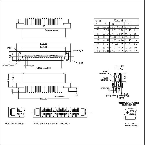 1.27mm Series Receptacle Straight Full Plastic Type HPZTD-FXX