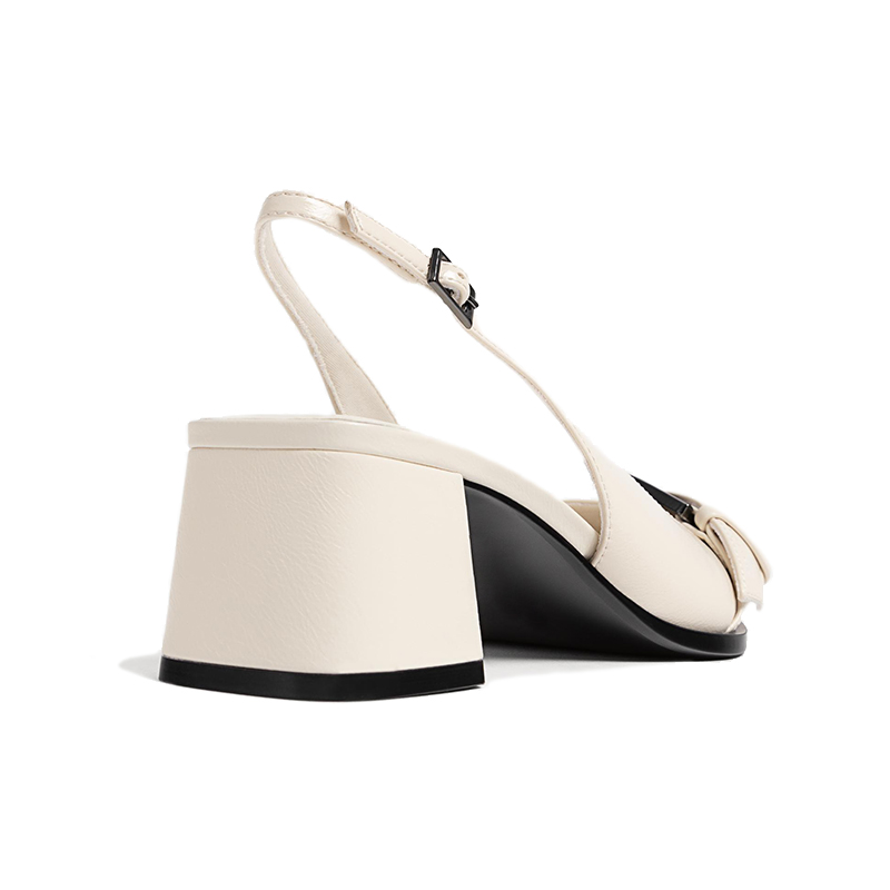 Women's pointed-toe open-back mid-heel sandals