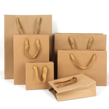 Custom Printed Logo Luxury Brown Kraft Paper Bags for Boutique Shopping & Gifts