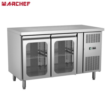 Commercial Stainless Steel Refrigerator Work Bench with Glass Door