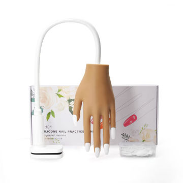 Adjustable Nail Practice Hands - Movable Silicone Manicure Training Hand with Free Tips for Acrylic Nails