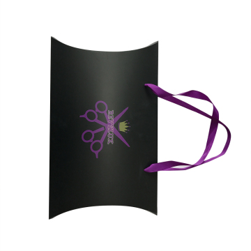 Matte Black Purple Ribbon Pillow Paper Box