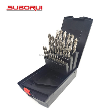 SUBORUI 25pcs HSS Brad Point Drill Bit Set for Hard Wood