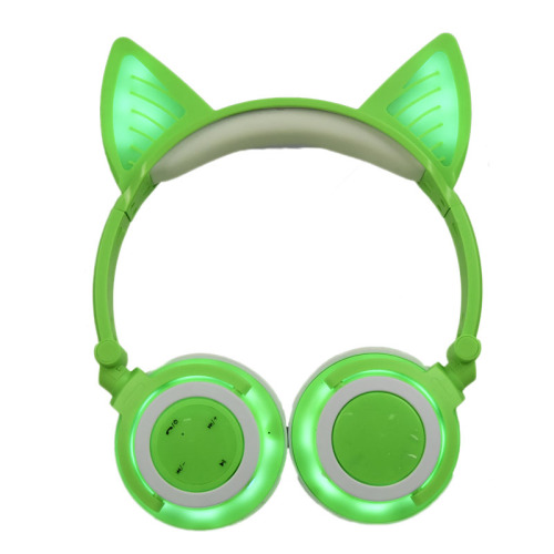 Fones de ouvido sem fio com LED para orelha de gato e Bluetooth