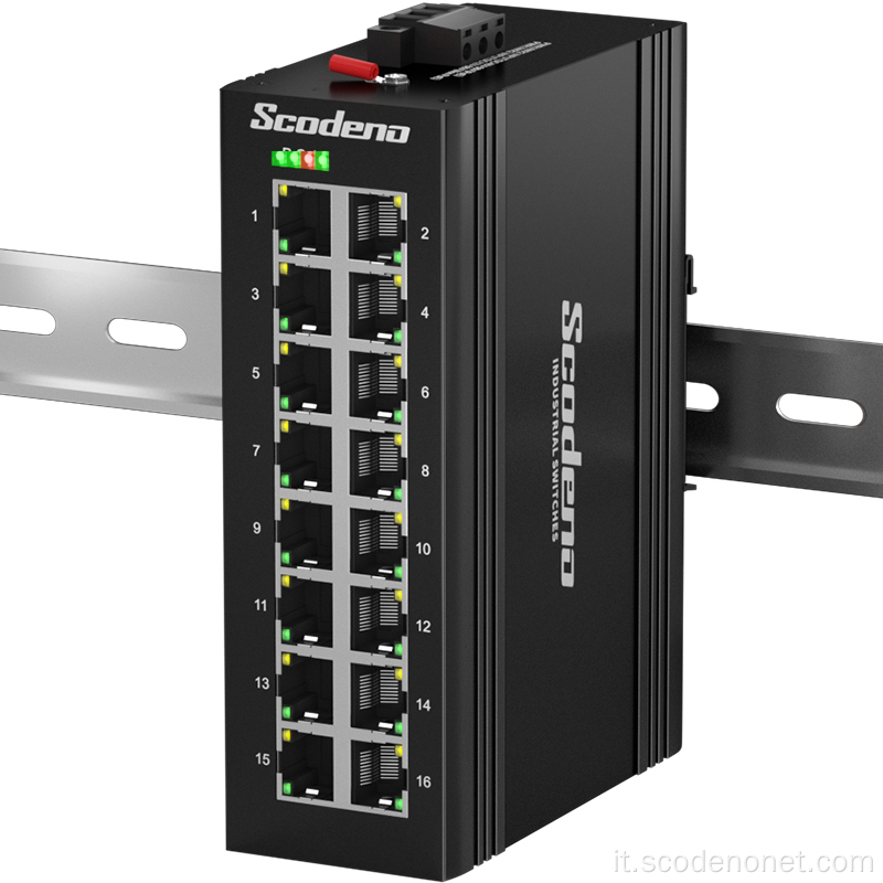 Interruttore Ethernet non gestito industriale con porta Gigabit 16100/1000Base-T