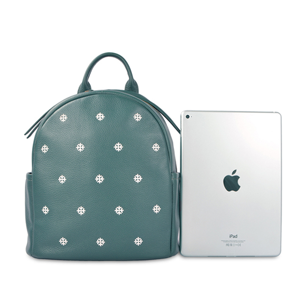 Cute green leather backpack for students