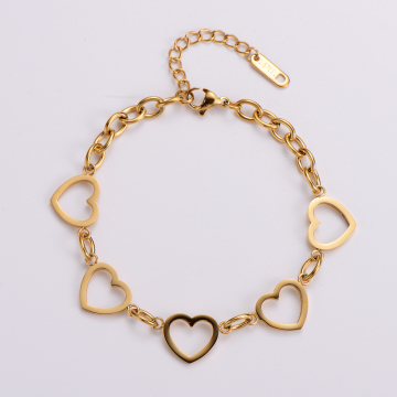 High-Quality Stainless Steel Heart Charm Bracelet for Ladies