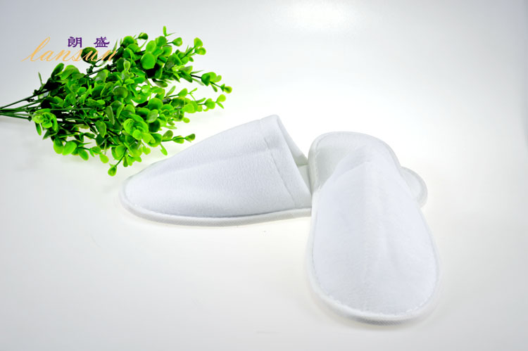 White Cotton Waffle Slippers