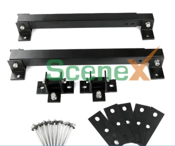 Black Adjustable Solar Panel Mounting System: Aluminum Rail Wall Mounting Bracket