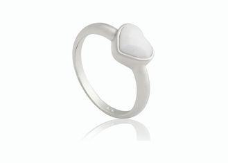 Anniversary 925 Silver Ring With White Heart Ceramic For Wo