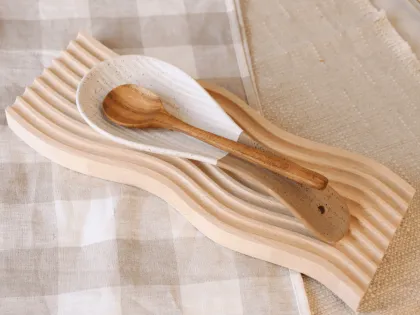 Modern Farmhouse Speckled Glaze Stoneware Spoon Rest