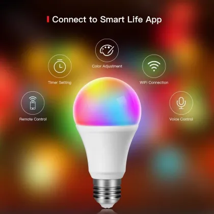SZMYQ Tuya Smart Home A60 9W RGBWW WiFi Smart Bulb - Compatible with Google Home, Alexa, Echo