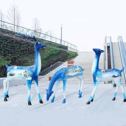 Outdoor resin deer statues fiberglass deer christmas ornaments for sale