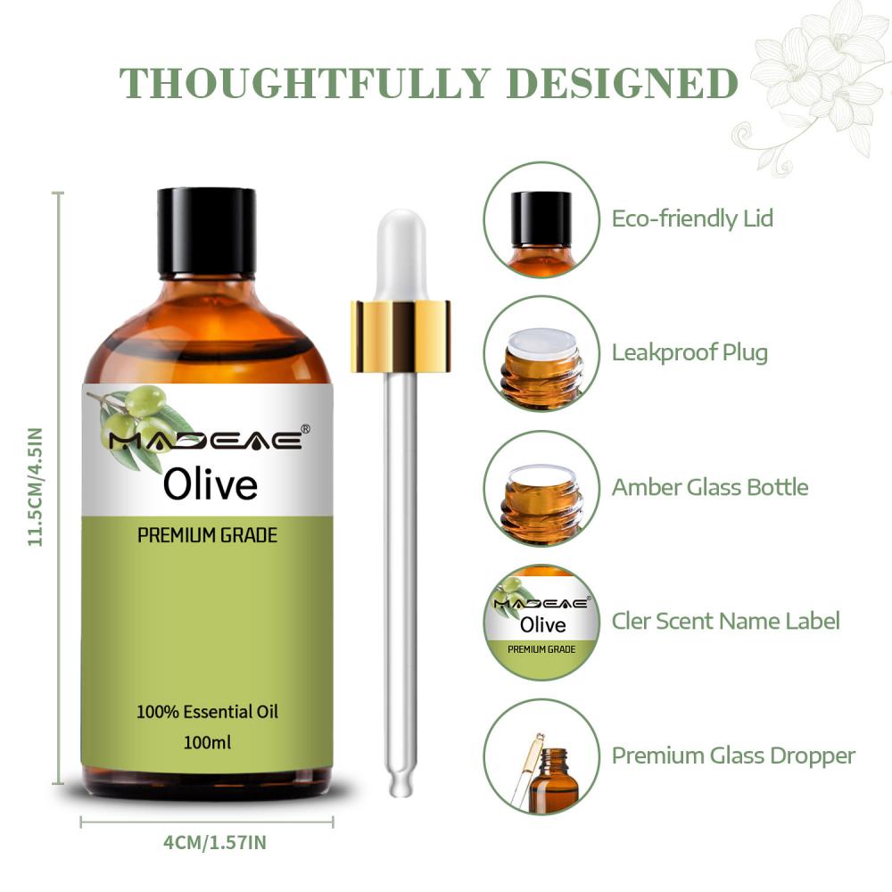 Aceite de oliva de alta calidad 100 ml de botella amarilla Embalaje de vidrio Color líquido