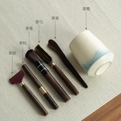 Blackwood Tea Ceremony Set: Six Item Household Tea Tools and Kung Fu Utensils
