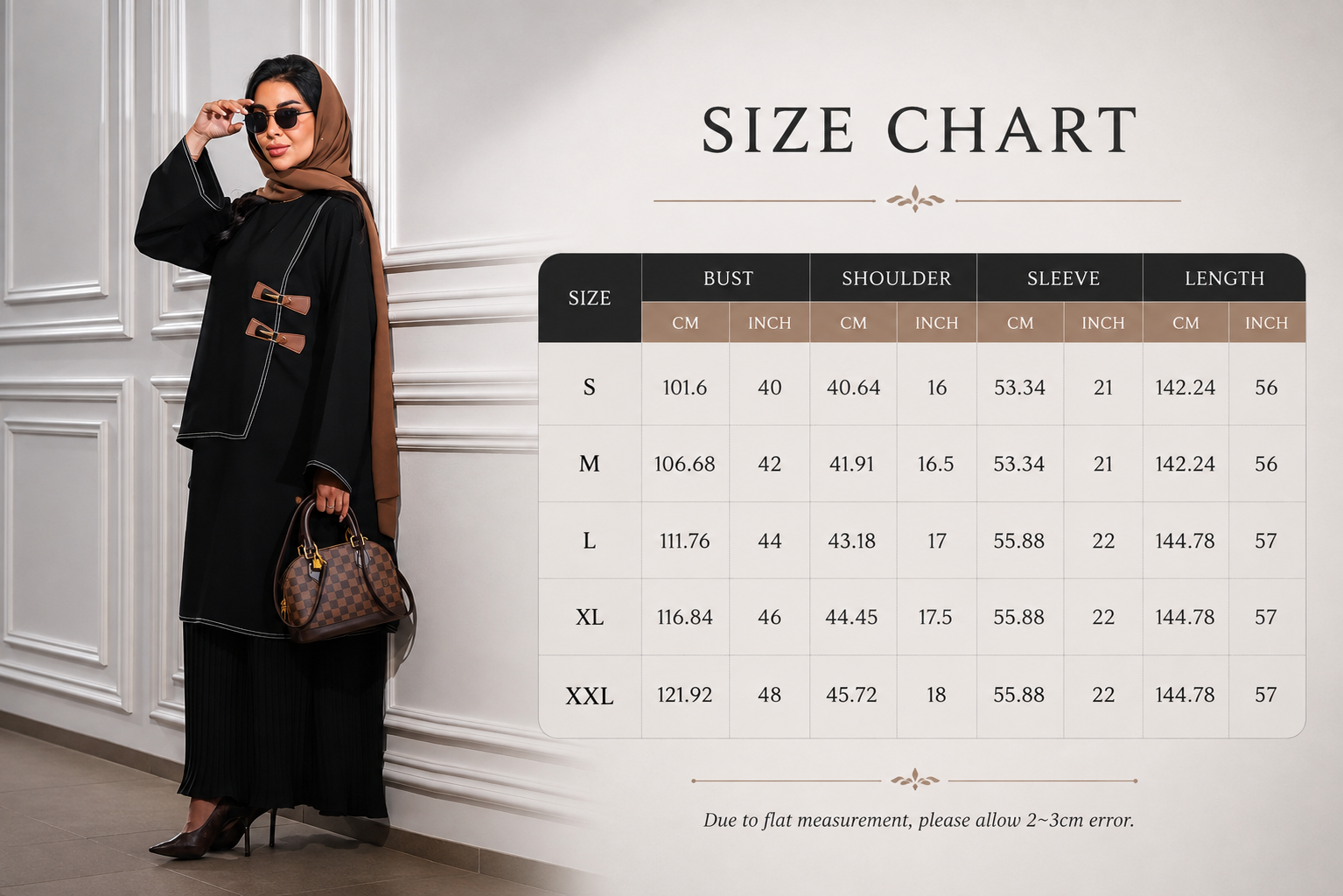 Pleated Hem Buckle Modest Abaya Dress