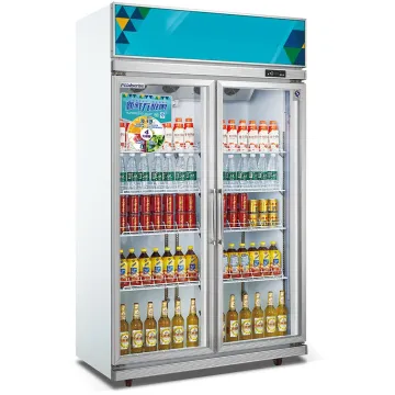 Glass Double Door Refridgator Showcase Display Fridge Drink Freezer