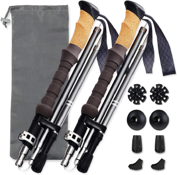 Ultra Lightweight Aluminum 7075 Folding Alpenstock with Cork Handle