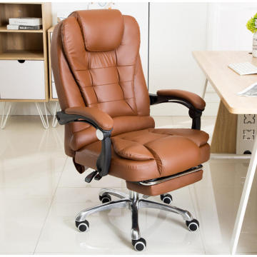 Plush PU Leather Reclining Office Chair with Footrest