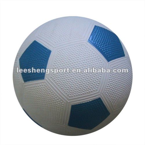 blue and white panels rubber football