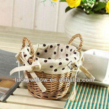 mini willow basket with handles & liner factory supply