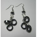 Hematite Earring with silver color finding