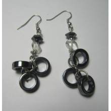 Hematite Earring with silver color finding