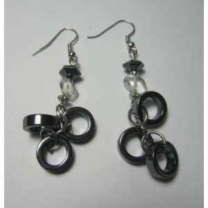 Hematite Earring with silver color finding