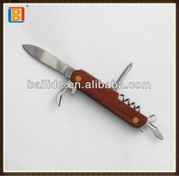 Simple Design Wooden Folding Pocket Multipurpose Swiss Knife With Opener