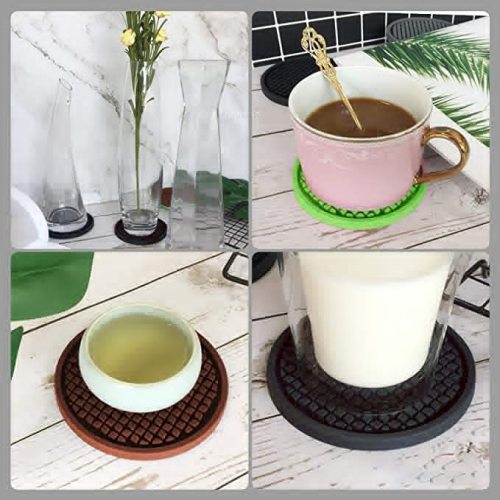 Drinking Coasters Pad Food Grade Siliocone Coasters Set with Holder Factory