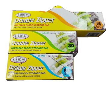 sandwich bags with double seal zipper,writable block storage bags