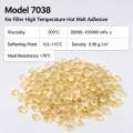 7038 Sin relleno, bandas de borde de alta temperatura, pellets adhesivos de fusión en caliente para chapa de madera de PVC ABS, banda de borde automática
